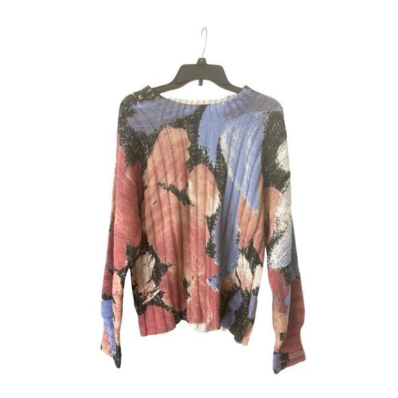 NIC+ZOE NWT Autumn Bloom Absract Floral Print Crew Neck Sweater Size Large - Picture 6 of 10